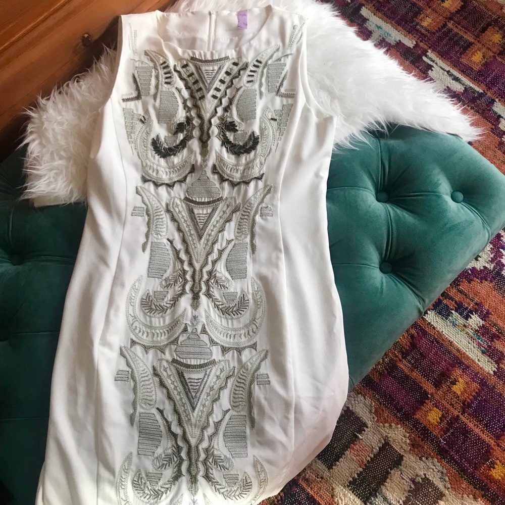 Embroidered White Dress